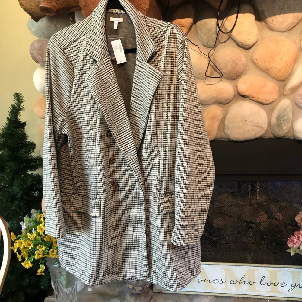 NWT sz xxl Classic Houndstooth Double-Breasted Women's - Black, brown & White